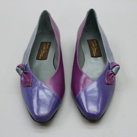 Vintage Sesto Meucci Ladies 5 Lelia Mauve Combo Purple Knot Wedge Shoes - Italy - Picture 6 of 13